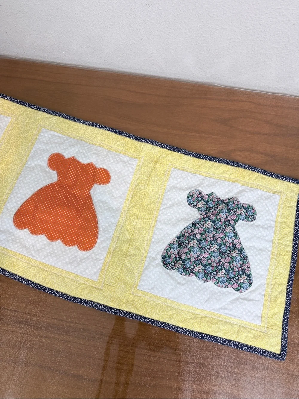 Handmade Yellow Quilted Sundress Wall Hanging Table Runner 12x42
